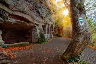 Monk caves is Thihany hills Hungary-stock-foto