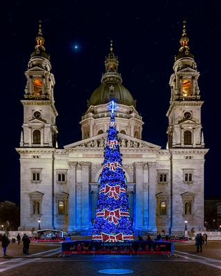 St Stephen Basilica at christmas time-stock-photo