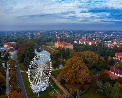 Amazing aerial photo about the Castle of Gyula.-stock-photo