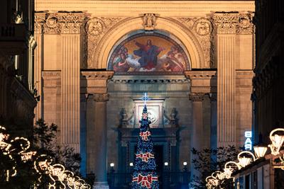 St Stephen Basilica at christmas time-stock-photo