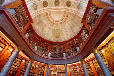 Library of Pannonhalma Archabbey in Hungary-stock-photo