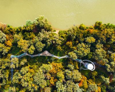 Canopy walkway in Mako city Hungary-stock-foto