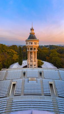 Water tower in Margaret island Budapest Hungary-stock-foto
