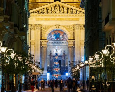 St Stephen Basilica at christmas time-stock-photo