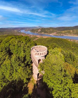 Julianus lookout tower in Danube bend Hungary.-stock-photo