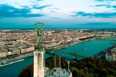 Aerial Budapest cityscape form Gellert Hill.-stock-photo