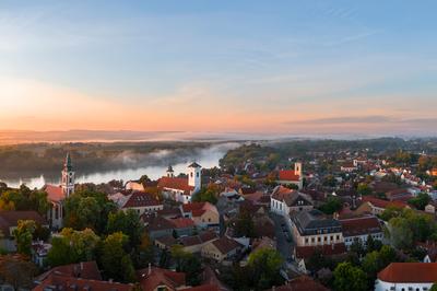 Aerial cityscape about Szentendre Hungary-stock-photo