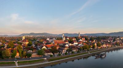 Aerial cityscape about Szentendre Hungary-stock-photo