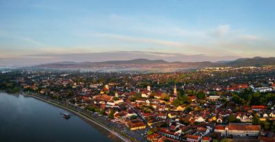 Aerial cityscape about Szentendre Hungary-stock-photo