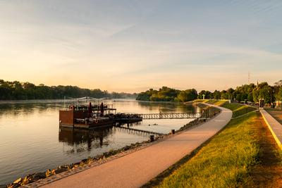 Riverside walkawy in Szentendre city Hungary.-stock-photo