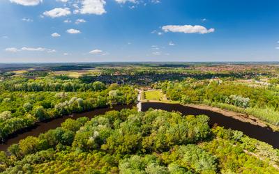 Backwater of Tisza river in Hungary-stock-photo