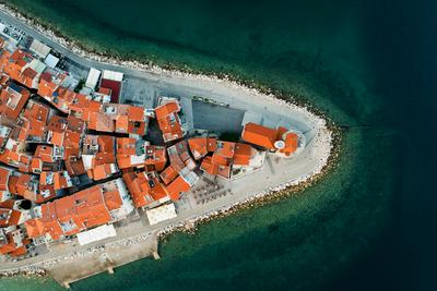 Panoramic photo about piran Slovenia-stock-foto