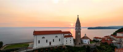 Panoramic photo about piran Slovenia-stock-foto