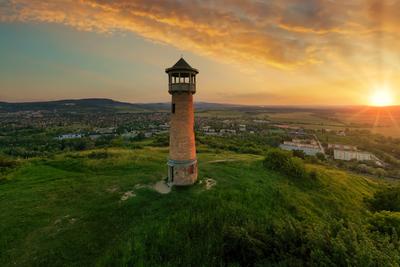 Strazsa hill lookout tower in Hungary-stock-photo