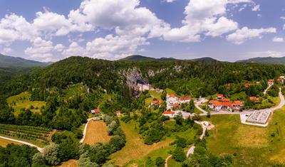 Predjama castle is a unique cave what built in a cave entrance.-stock-photo