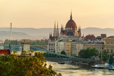 Budapest morning city scape-stock-foto