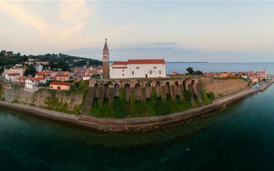 Panoramic photo about piran Slovenia-stock-photo