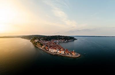 Panoramic photo about piran Slovenia-stock-foto