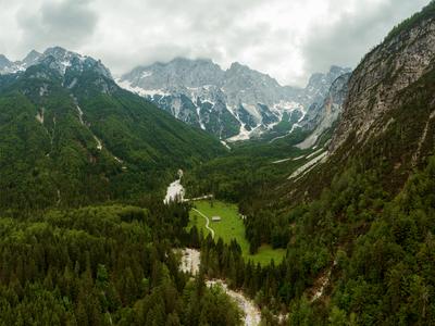 Amazing panoramic photo about the Triglav National park in highest point of Slovenia.-stock-photo