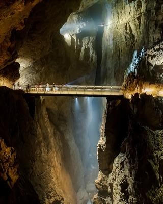 Inside of skocjan cave in Slovenia-stock-photo