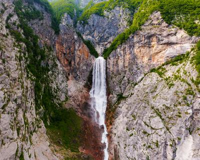 Boka waterfall in Triglav National park Slovenia-stock-photo