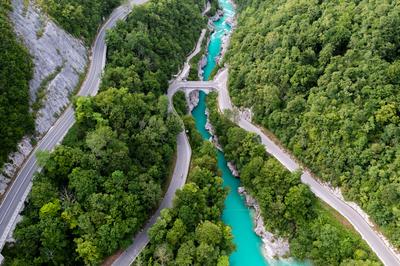 Aerial view about Soca valley-stock-photo