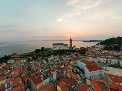 Panoramic photo about piran Slovenia-stock-foto