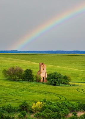 Somoly ruin church in Regoly Hungary-stock-photo