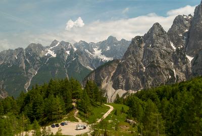 Amazing panoramic photo about the Triglav National park in highest point of Slovenia.-stock-photo