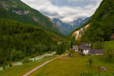 Traditional house in soca valley Slovenia-stock-photo