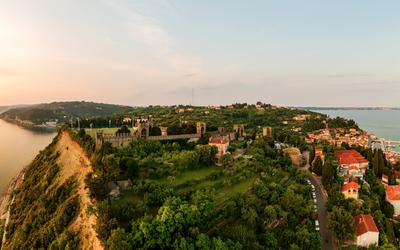 Panoramic photo about piran Slovenia-stock-foto