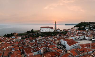 Panoramic photo about piran Slovenia-stock-photo