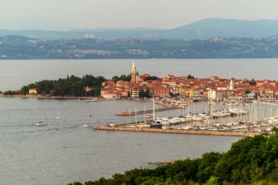 Aerial cityscape about Izola town Slovenia-stock-foto