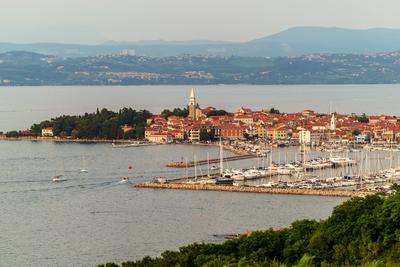 Aerial cityscape about Izola town Slovenia-stock-photo