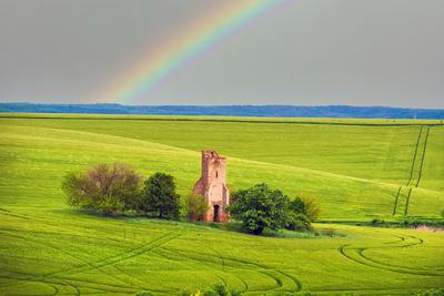 Somoly ruin church in Regoly Hungary-stock-photo