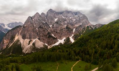 Amazing panoramic photo about the Triglav National park in highest point of Slovenia.-stock-photo
