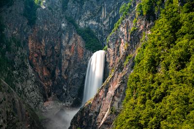 Boka waterfall in Triglav National park Slovenia-stock-photo