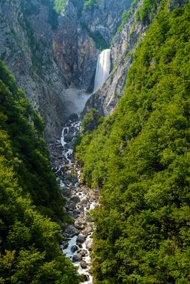 Boka waterfall in Triglav National park Slovenia-stock-photo