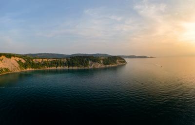 Aerial view about the moon bay slovenia.-stock-photo