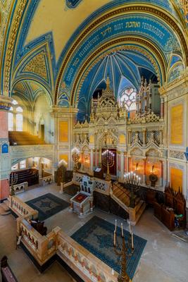 Inside of the new synagogue in Szeged Hungary-stock-photo