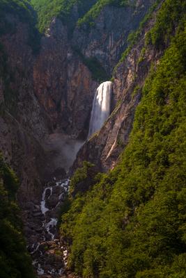 Boka waterfall in Triglav National park Slovenia-stock-photo
