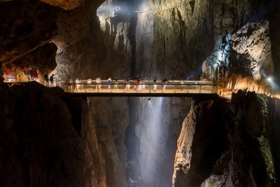 Inside of skocjan cave in Slovenia-stock-photo