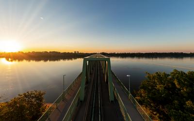 Northern connecting bridge in Obuda district Budapest Hungary.-stock-photo