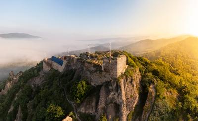 Castle of sirok in Matra Mountains Hungary-stock-photo