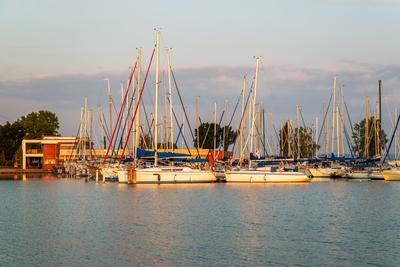 Harbor of Siofok in Hungary-stock-photo