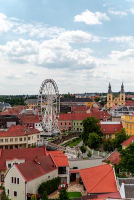Part of Eger citty with Ferris wheel-stock-foto