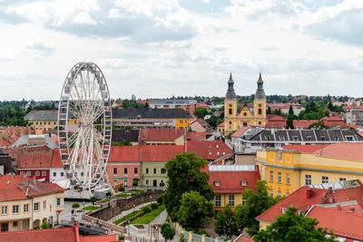 Part of Eger citty with Ferris wheel-stock-photo