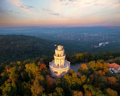 Erzsebet lookout tower in Budapest Normafa hill-stock-photo