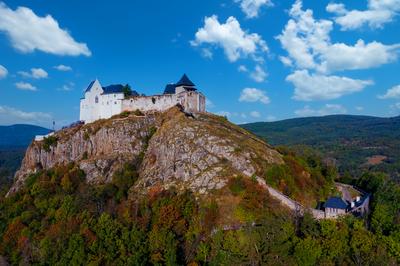 Aerial view of the famous castle of Fuzer-stock-photo