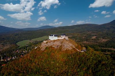 Aerial view of the famous castle of Fuzer-stock-photo